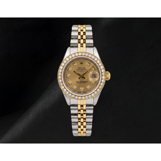 Rolex 6917 Datejust 26mm Champagne Diamond Dial Two Tone Watch