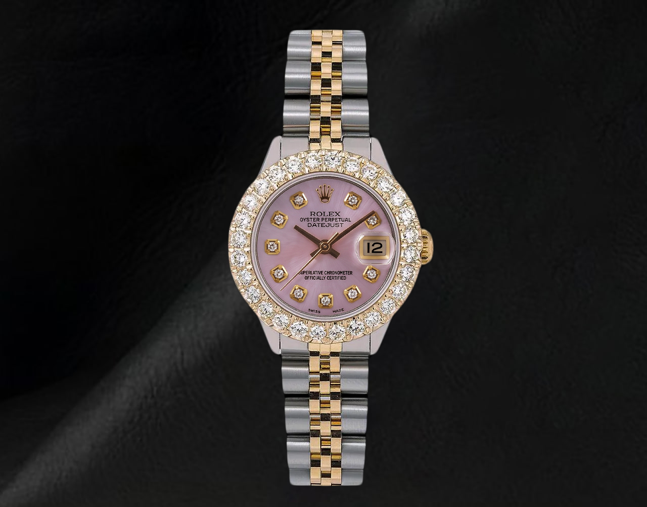 Rolex 6917 Datejust Pink Mother of Pearl Diamond Dial 26mm Two Tone Watch