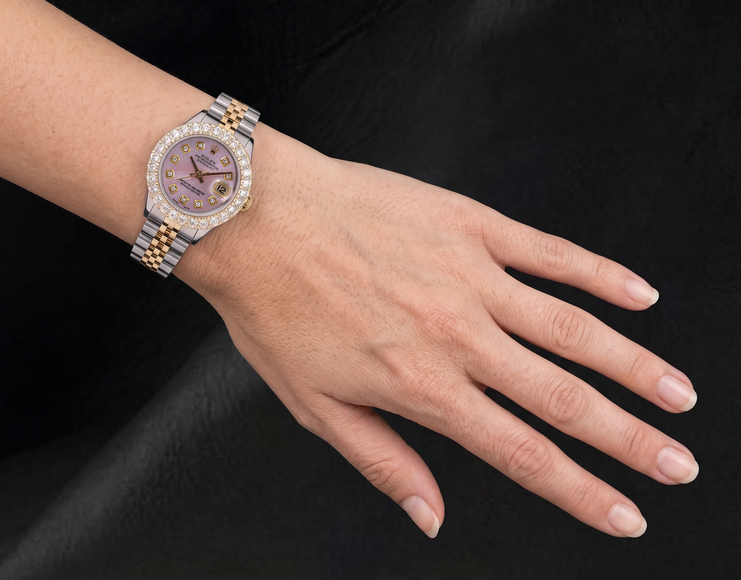 Rolex 6917 Datejust Pink Mother of Pearl Diamond Dial 26mm Two Tone Watch