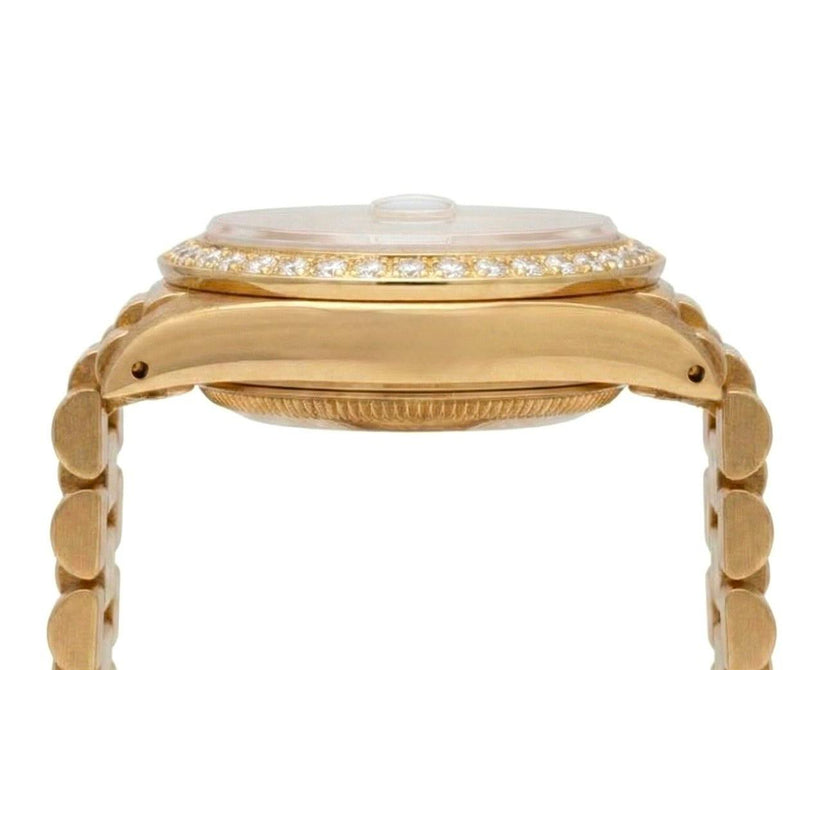 Rolex Champagne Stick Dial President Watch Dj Diamond Bezel Yg