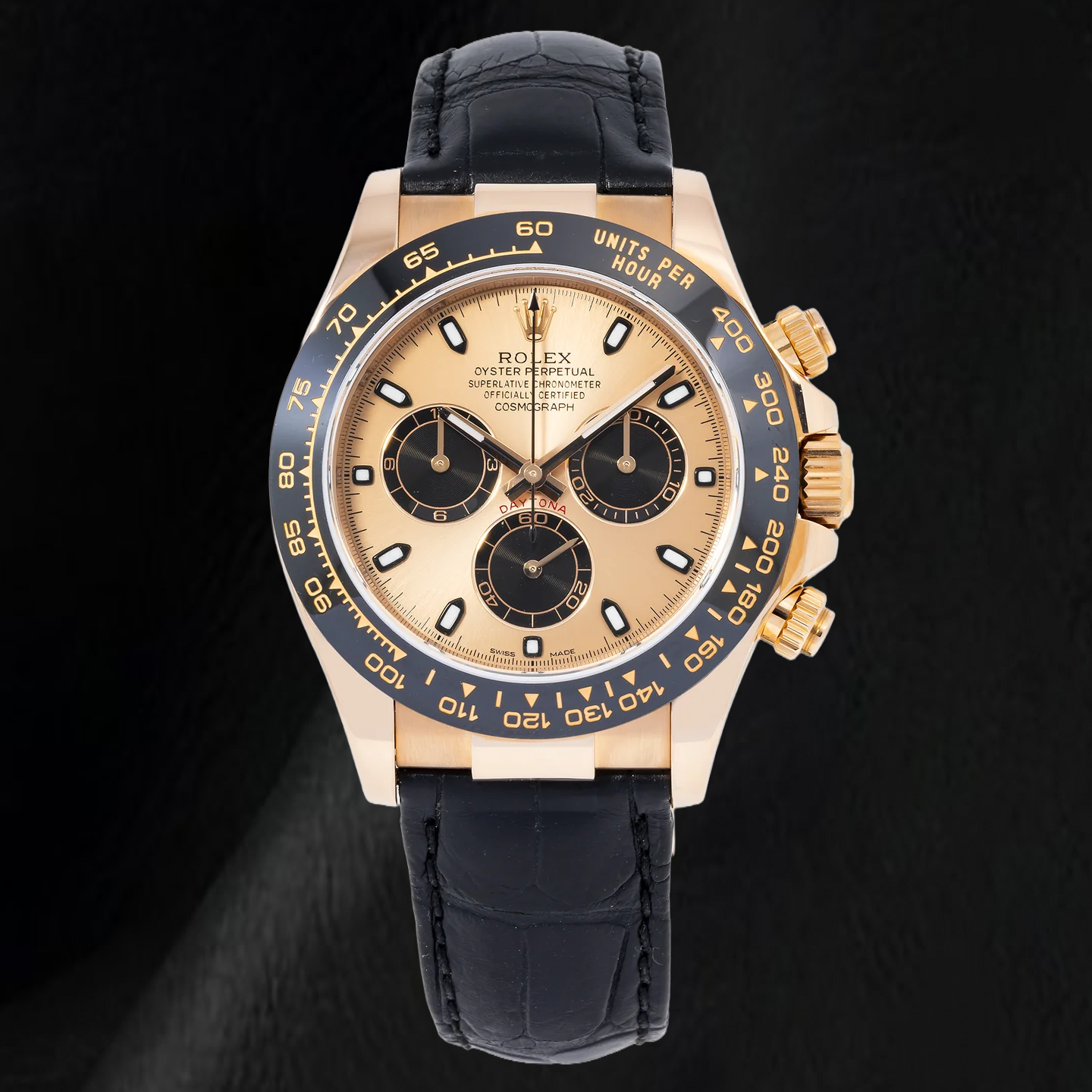 Rolex Cosmograph Daytona 116515LN 40mm Champagne Dial Black Oysterflex Strap