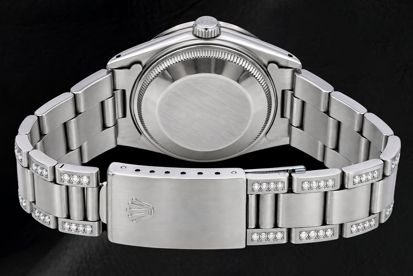 Rolex Date 15200 34mm White Mother of Pearl Diamond Dial Stainless Steel Watch