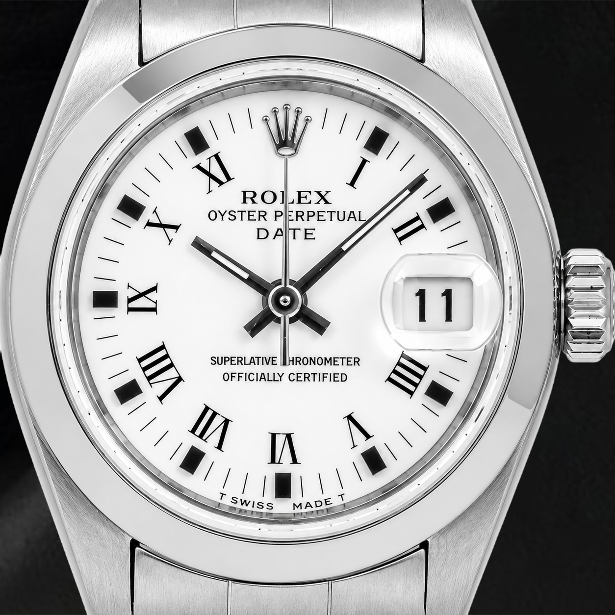 Rolex Date 6916 26mm White Roman Dial Stainless Steel Oyster Bracelet Watch