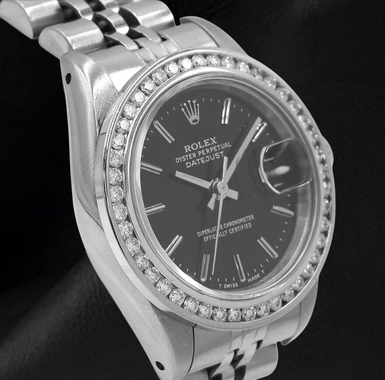 Rolex Date Just Ladies Watch Diamond Bezel Datejust