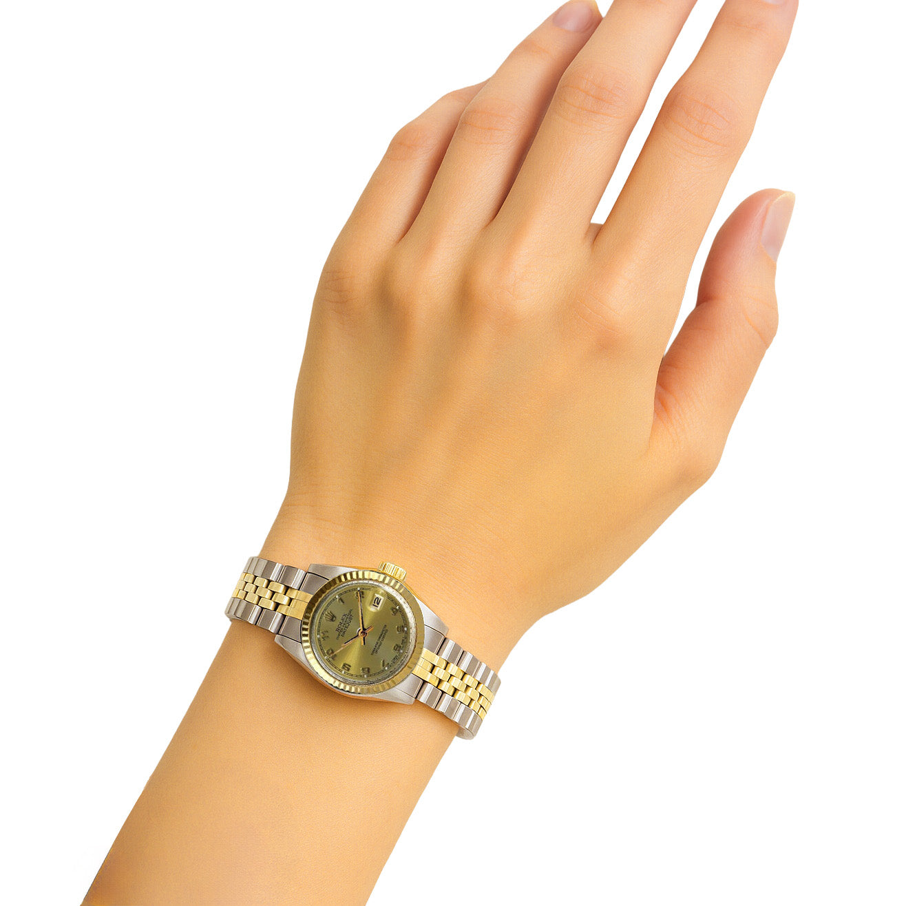 Rolex Date Watch Ladies Rolex Arabic Dial Two Tone P1
