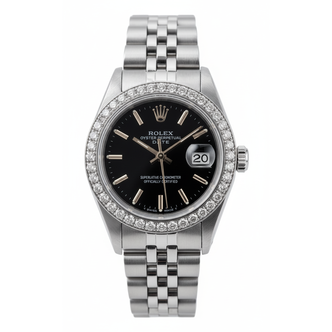Rolex Date Watch Stainless Steel Jubilee Black Stick Dial  Bezel