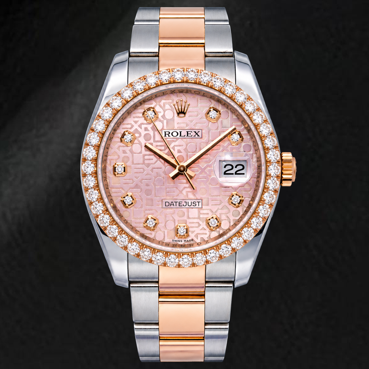 Rolex Datejust 116231 36mm Pink Jubilee Diamond Dial Two Tone Oyster Bracelet Watch