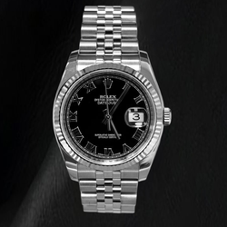 Rolex Datejust 116234 36mm Black Roman Dial Stainless Steel Watch
