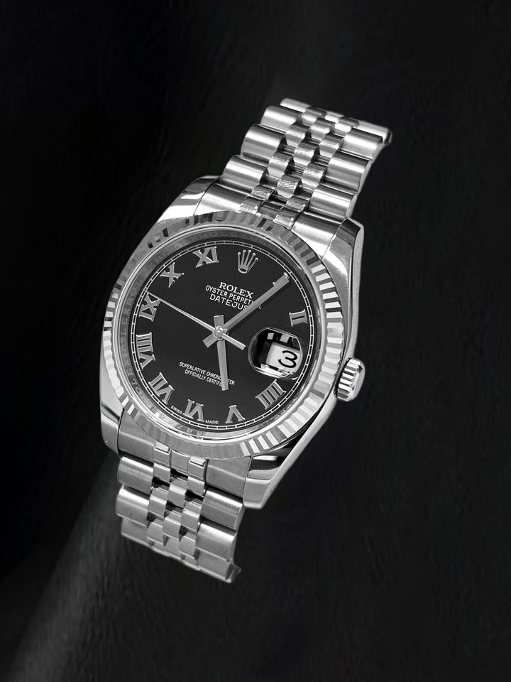 Rolex Datejust 116234 36mm Black Roman Dial Stainless Steel Watch