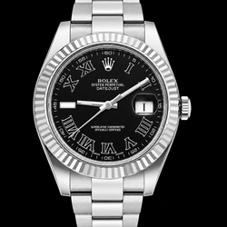 Rolex Datejust 116334 41mm Black Roman Dial Stainless Steel Oyster Bracelet Watch