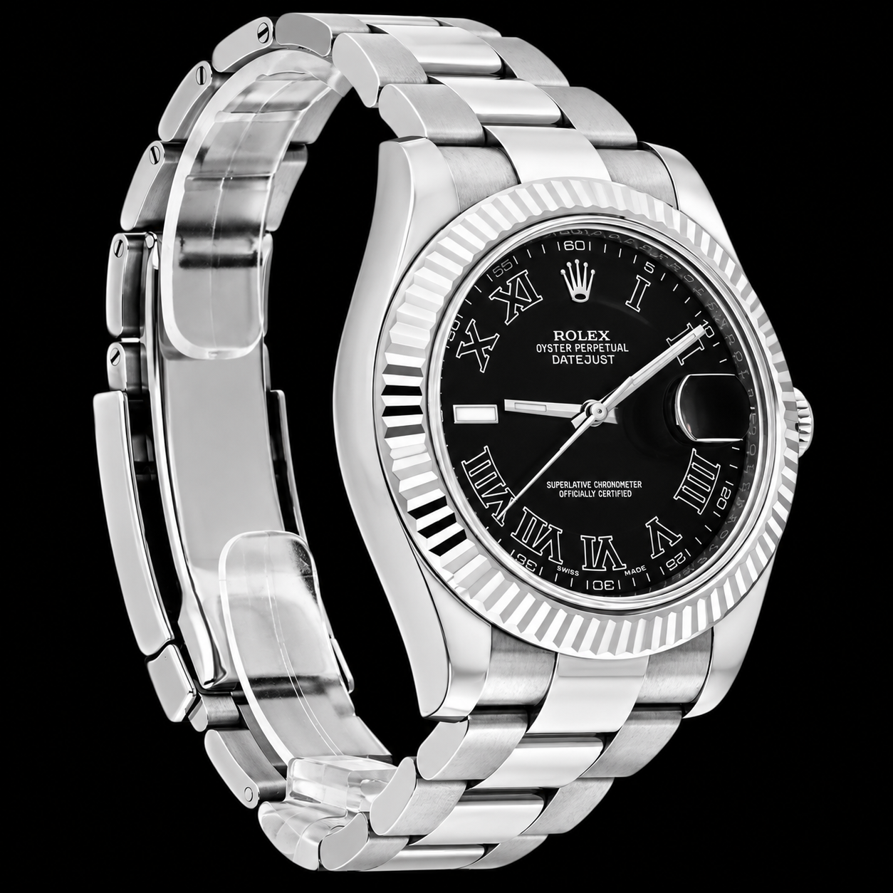 Rolex Datejust 116334 41mm Black Roman Dial Stainless Steel Oyster Bracelet Watch