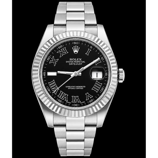 Rolex Datejust 116334 41mm Black Roman Dial Stainless Steel Oyster Bracelet Watch