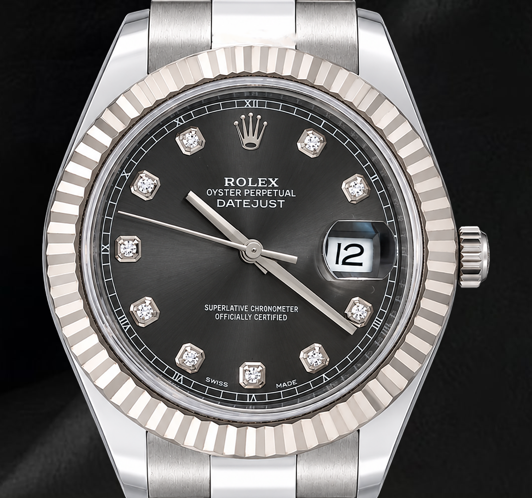 Rolex Datejust 116334 41mm Gray Diamond Dial Stainless Steel Oyster Bracelet Watch
