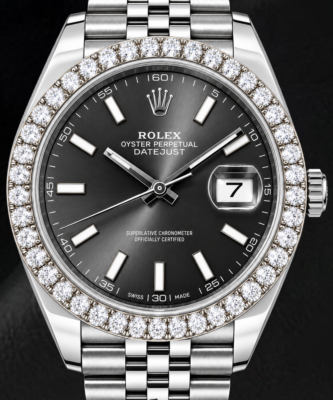 Rolex Datejust 126300 41mm Gray Luminous Stick Dial Stainless Steel Watch