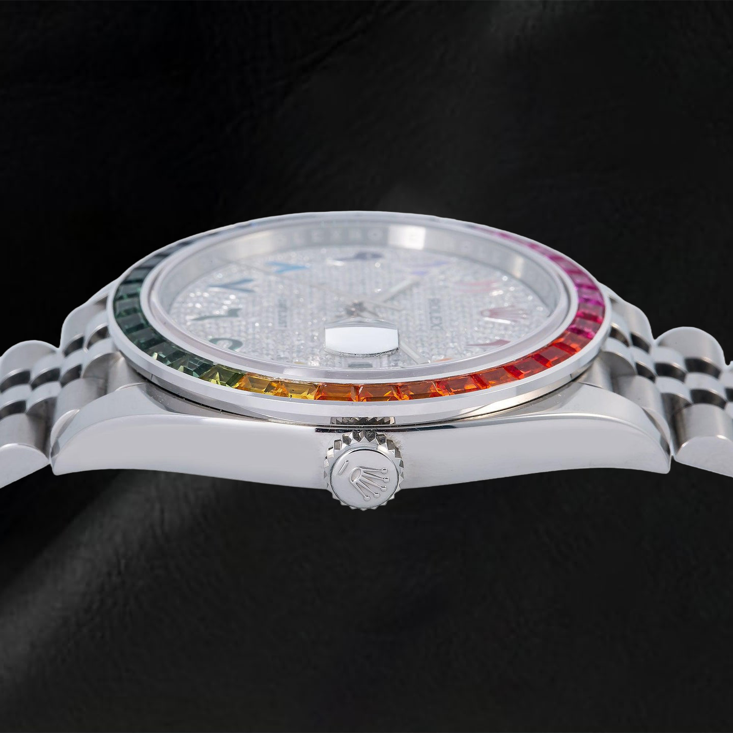 Rolex Datejust 126300 41mm Paved Diamond Rainbow Arabic Dial Stainless Steel Jubilee Bracelet Watch