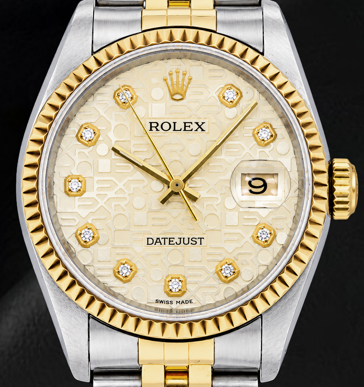 Rolex Datejust 16013 36mm Champagne Jubilee Diamond Dial Two Tone Watch