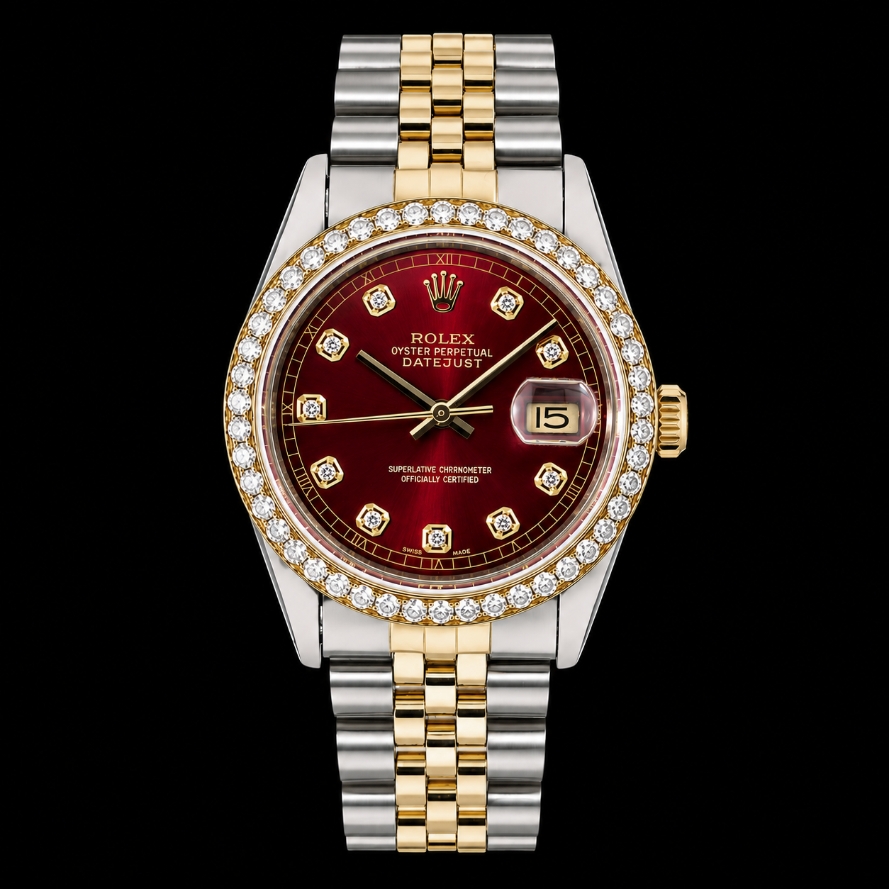 Rolex Datejust 16013 36mm Red Dial Dial Two Tone Watch