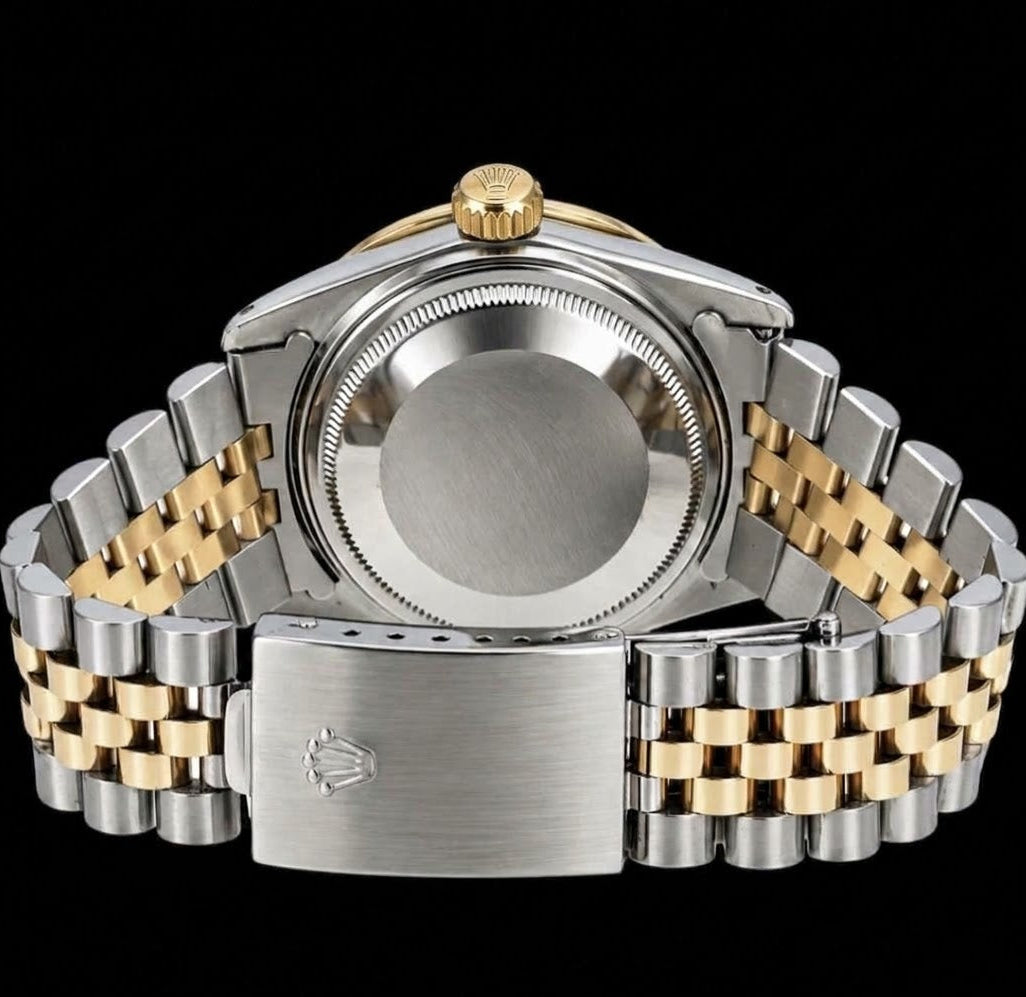 Rolex Datejust 16013 36mm White Mother of Pearl Roman Diamond Dial Two Tone Watch