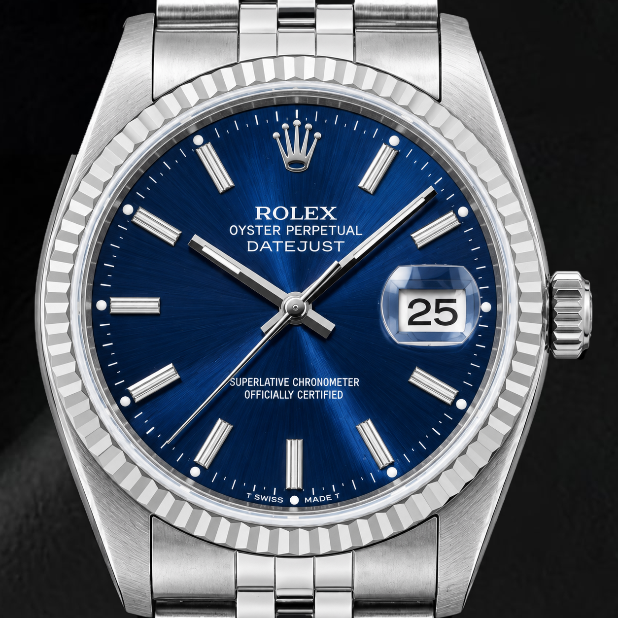 Rolex Datejust 16014 36mm Blue Stick Dial Stainless Steel Watch