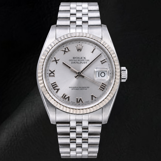 Rolex Datejust 16014 36mm Silver Roman Dial Stainless Steel Watch