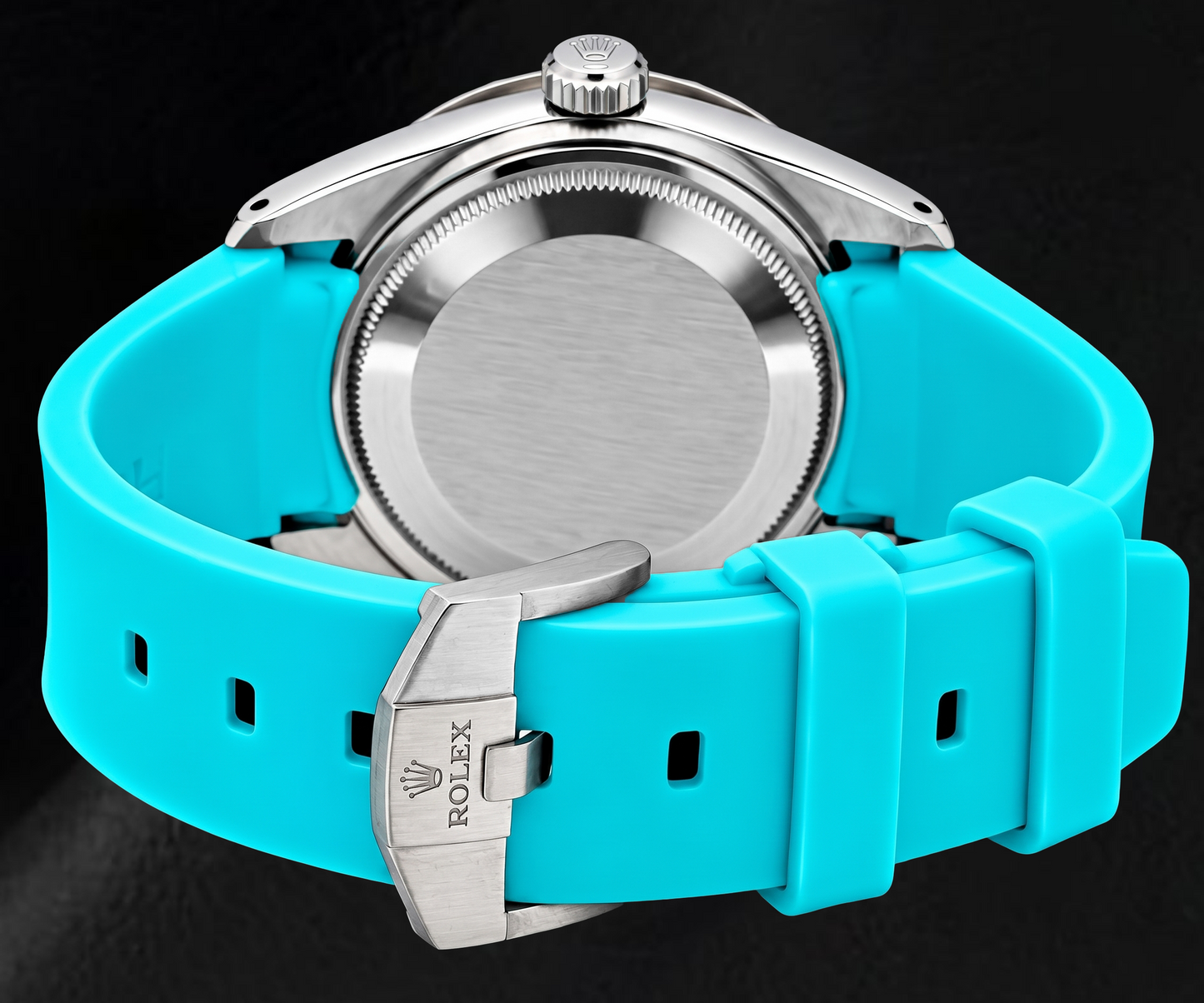 Rolex Datejust 16014 36mm Turquoise Diamond Dial Blue Rubber Strap Watch