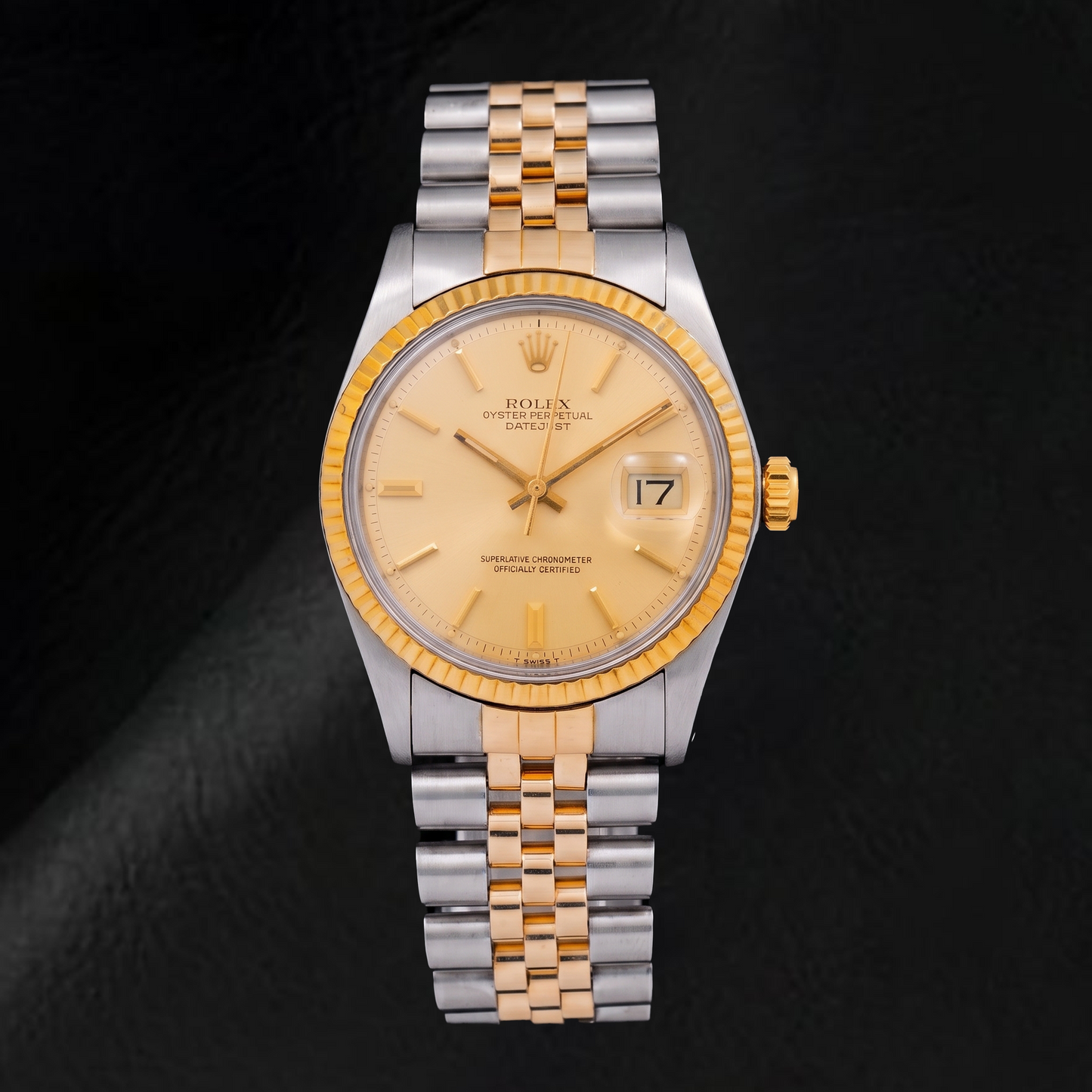 Rolex Datejust 1601 36mm Champagne Stick Dial Two Tone Watch