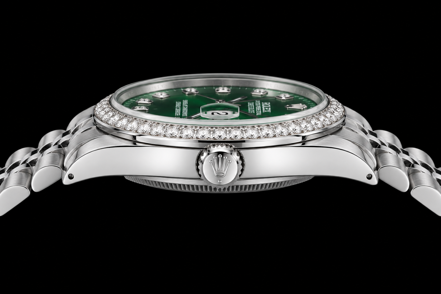 Rolex Datejust 1601 36mm Green Diamond Dial Stainless Steel Watch