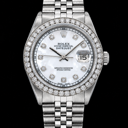 Rolex Datejust 1601 36mm White Mother of Pearl Diamond Dial Stainless Steel