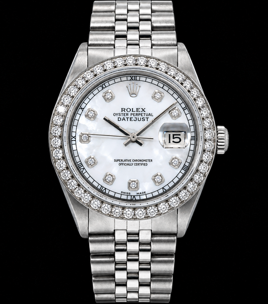 Rolex Datejust 1601 36mm White Mother of Pearl Diamond Dial Stainless Steel