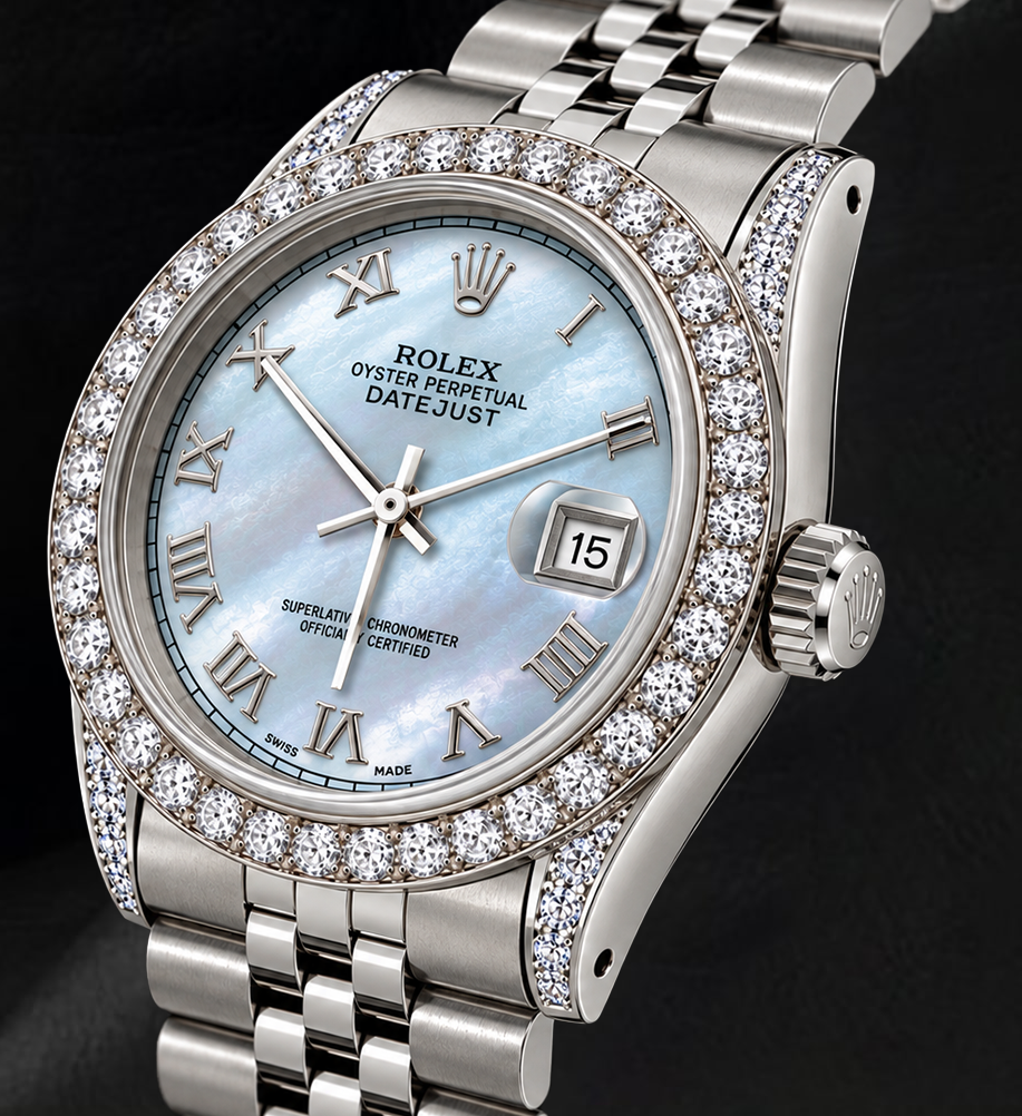 Rolex Datejust 16200 36mm Blue Mother of Pearl Roman Dial Stainless Steel Watch