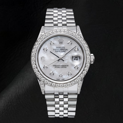 Rolex Datejust 16200 36mm White Mother of Pearl Diamond Dial Stainless Steel Watch