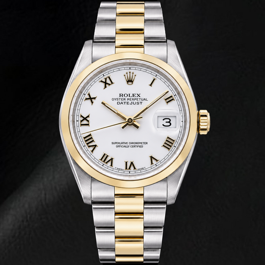 Rolex Datejust 16203 36mm White Roman Dial Two Tone Watch