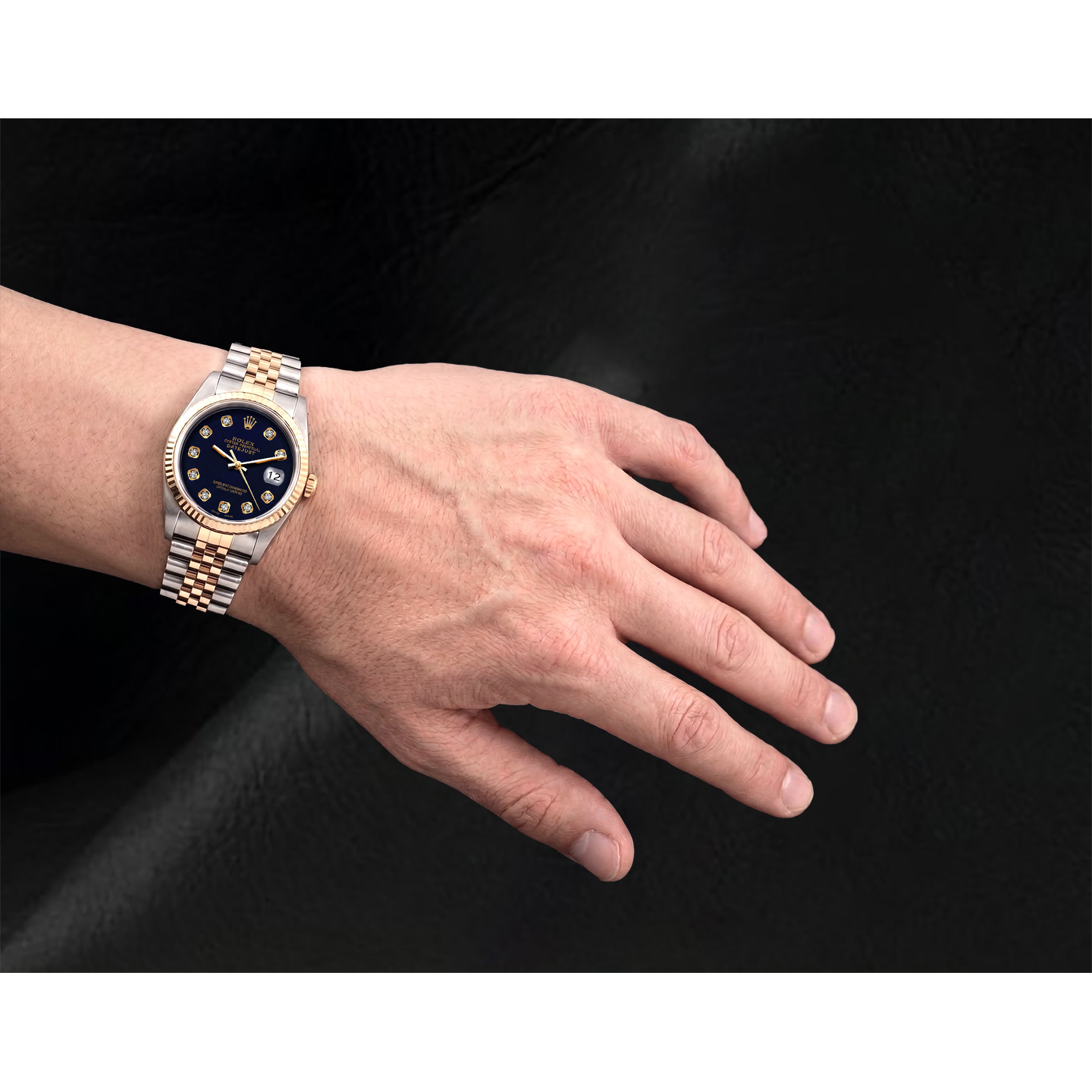 Rolex Datejust 16233 36mm Black Diamond Dial Two Tone Watch