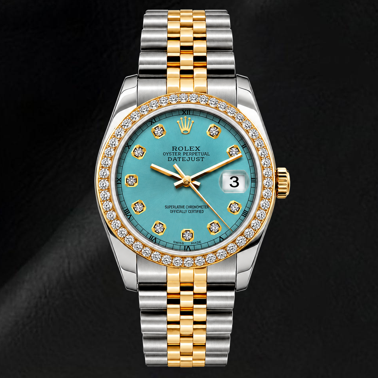 Rolex Datejust 16233 36mm Blue Diamond Dial Two Tone Jubilee Bracelet Watch