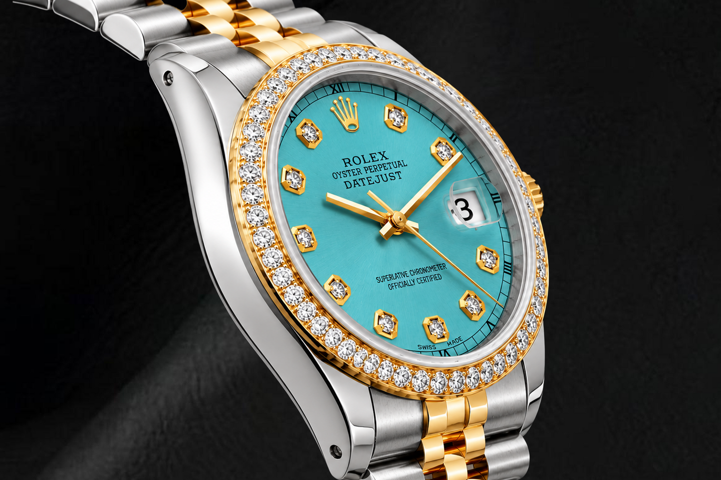Rolex Datejust 16233 36mm Blue Diamond Dial Two Tone Jubilee Bracelet Watch