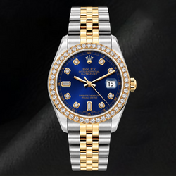 Rolex Datejust 16233 36mm Blue Diamond Dial Two Tone Watch