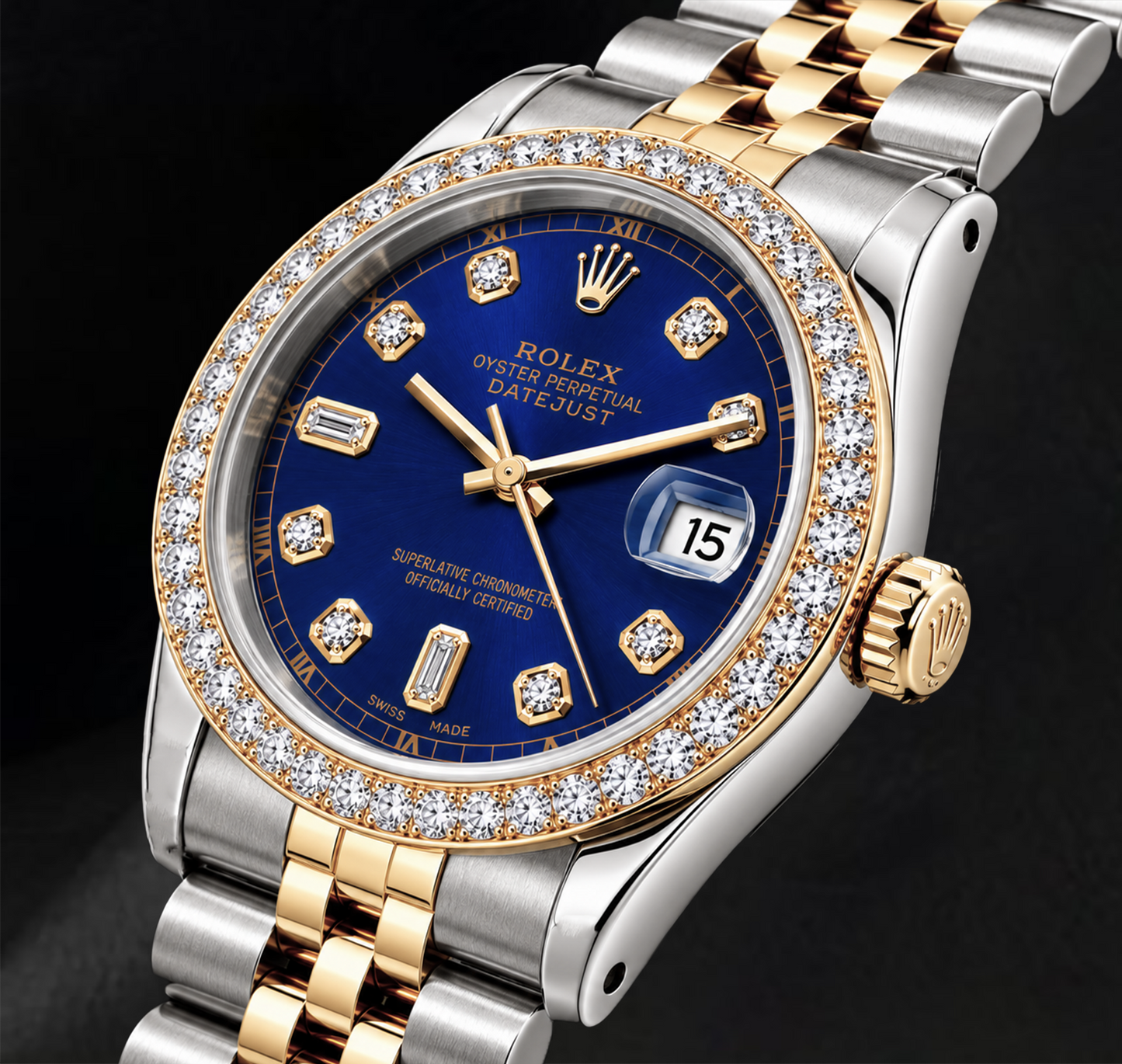 Rolex Datejust 16233 36mm Blue Diamond Dial Two Tone Watch