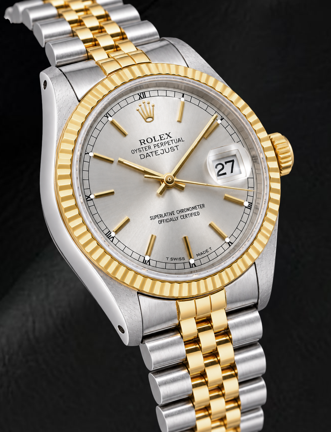 Rolex Datejust 16233 36mm Silver Stick Dial Two Tone Watch