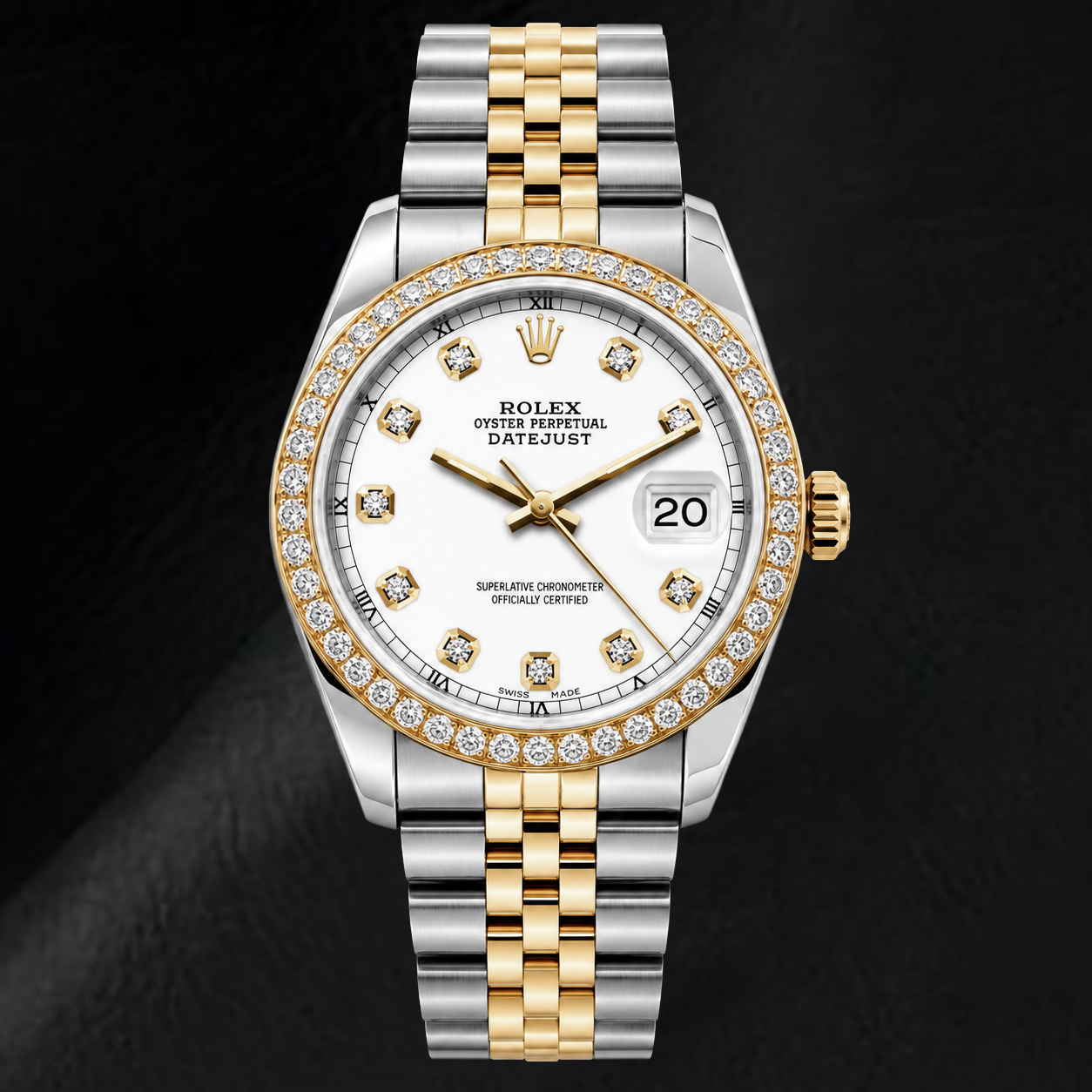 Rolex Datejust 16233 36mm White Diamond Dial Two Tone Watch