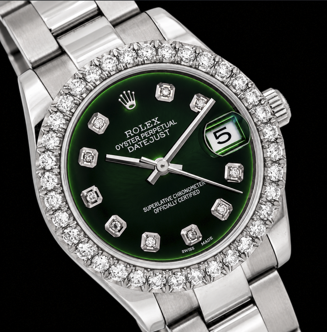 Rolex Datejust 178240 31mm Green Diamond Dial Stainless Steel Watch