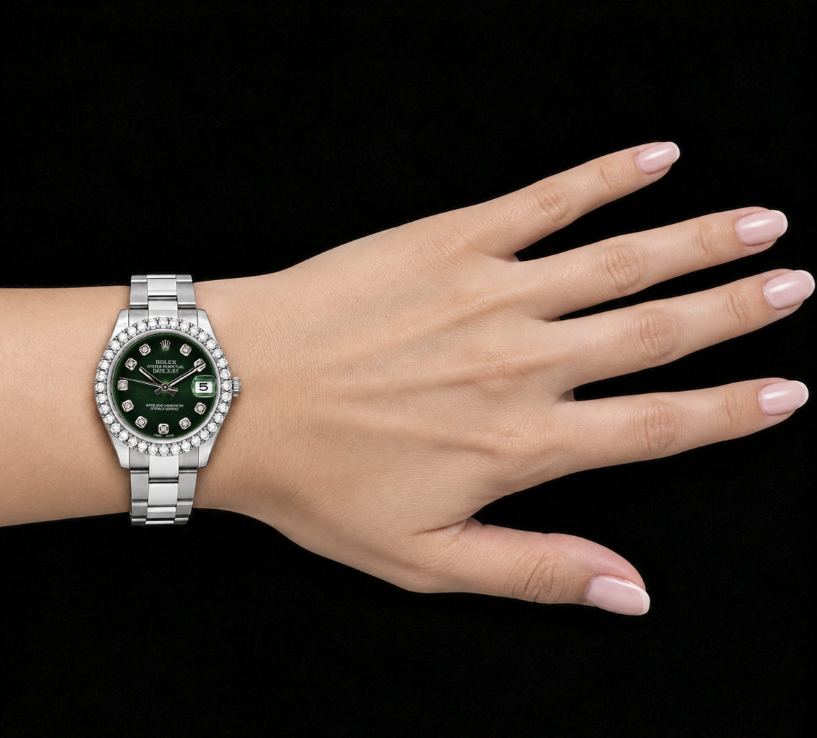 Rolex Datejust 178240 31mm Green Diamond Dial Stainless Steel Watch