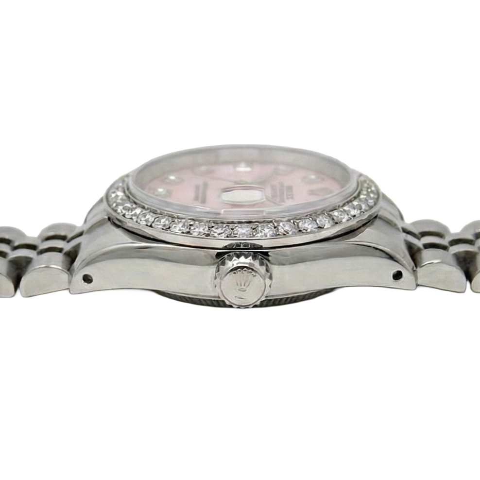 Rolex Datejust 26 mm Pink Mother Of Pearl 2004 Diamond Dial Stainless Steel Watch