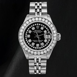 Rolex Datejust 26mm 6916 Black String Diamond Dial Stainless Steel Watch