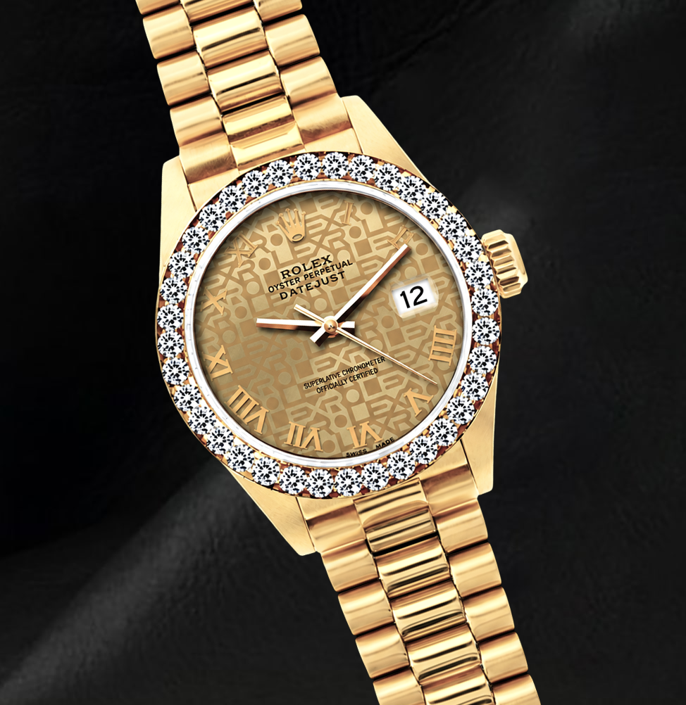 Rolex Datejust 26mm 69178 Champagne Jubilee Roman Dial Yellow Gold Watch 18K