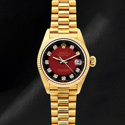 Rolex Datejust 26mm 69178 Red Diamond Dial Yellow Gold 18K Watch
