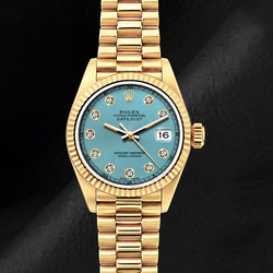 Rolex Datejust 26mm 69178 Turquoise Diamond Dial 18K Yellow Gold Watch