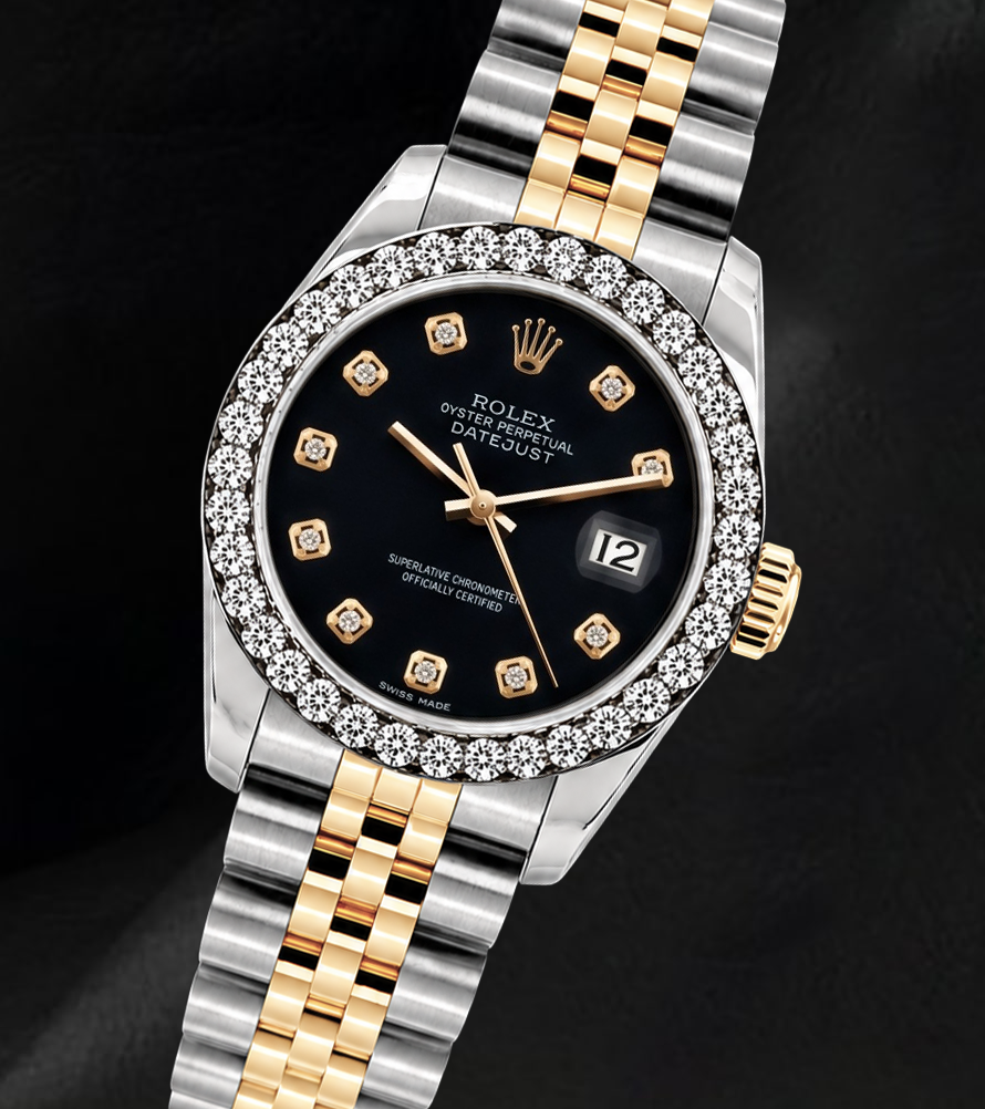Rolex Datejust 26mm 6917 Black Diamond Dial Two Tone Watch