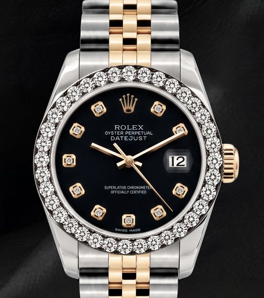 Rolex Datejust 26mm 6917 Black Diamond Dial Two Tone Watch