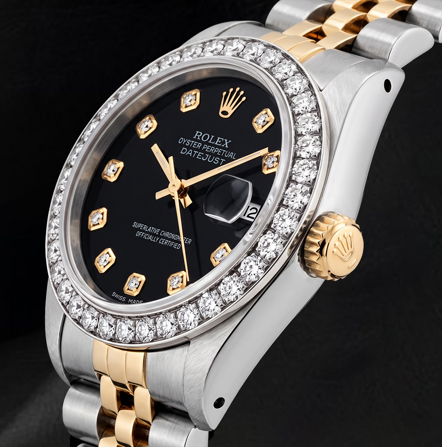 Rolex Datejust 26mm 6917 Black Diamond Dial Two Tone Watch