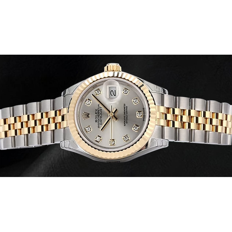 Rolex Datejust 279173 Silver Diamond Dial 28 mm Two Tone Watch
